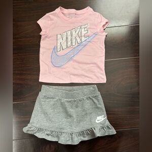 Nike Pink T-Shirt and Gray Skort Set 2T